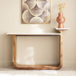 Cavon Ashton Genuine Marble Top Console Table with Solid Wood Base