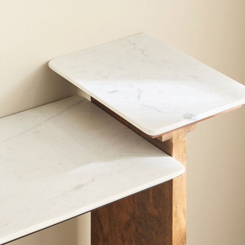 Cavon Ashton Genuine Marble Top Console Table with Solid Wood Base - Image 4