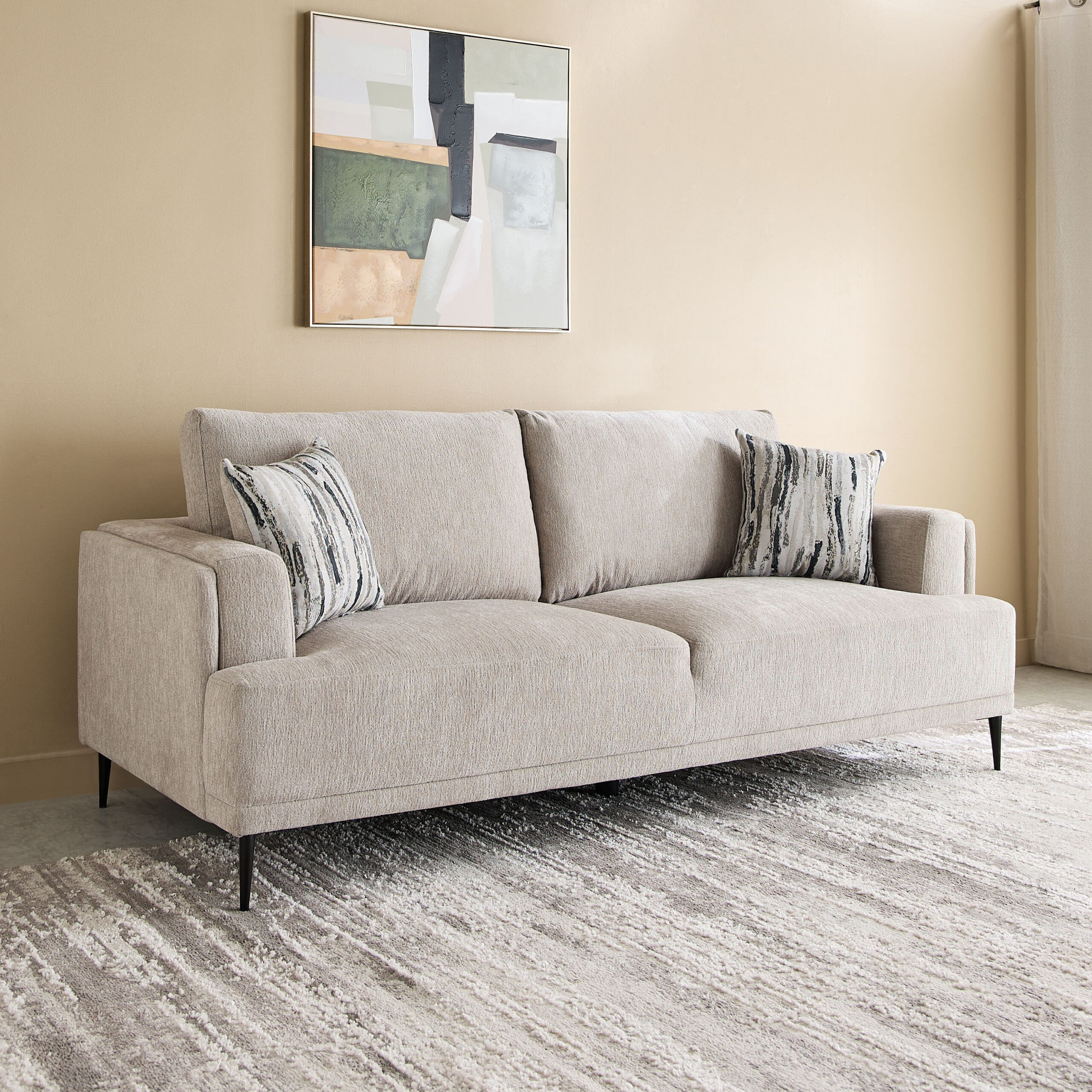 Panora 3-Seater Fabric Sofa with 2 Cushions