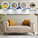 Nantes 3-Seater Fabric Sofa with 4 Cushions