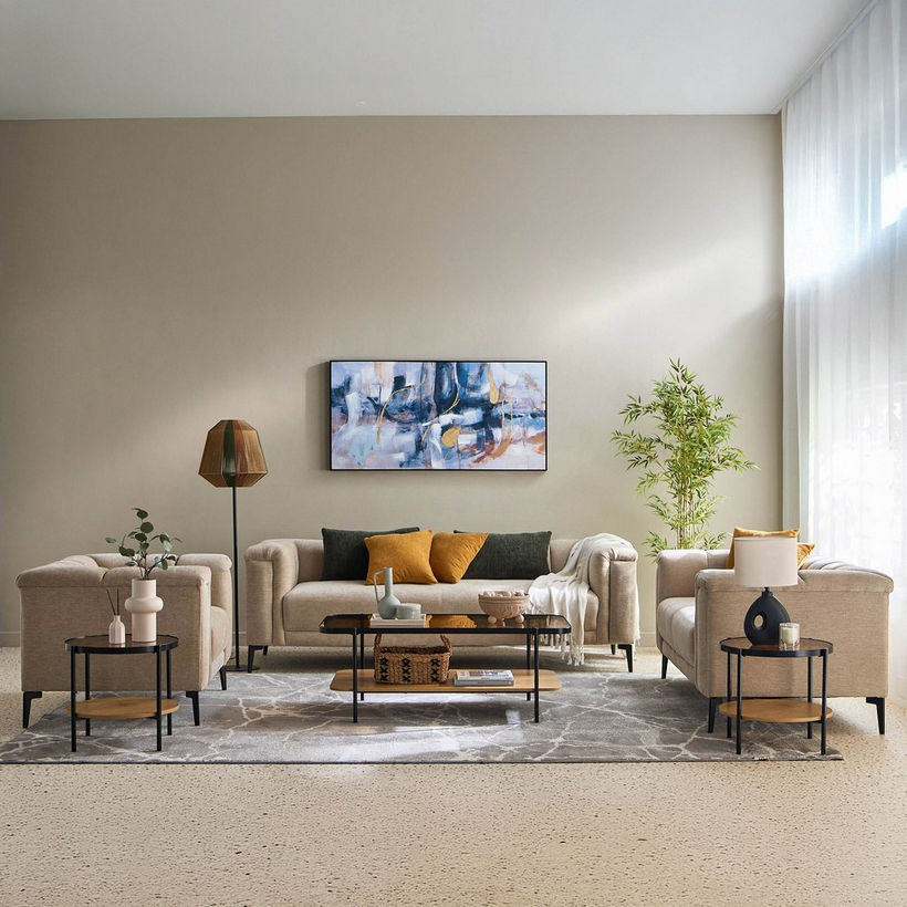 Nantes 3-Seater Fabric Sofa with 4 Cushions - Image 10