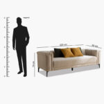 Nantes 3-Seater Fabric Sofa with 4 Cushions