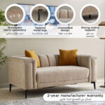Nantes 3-Seater Fabric Sofa with 4 Cushions