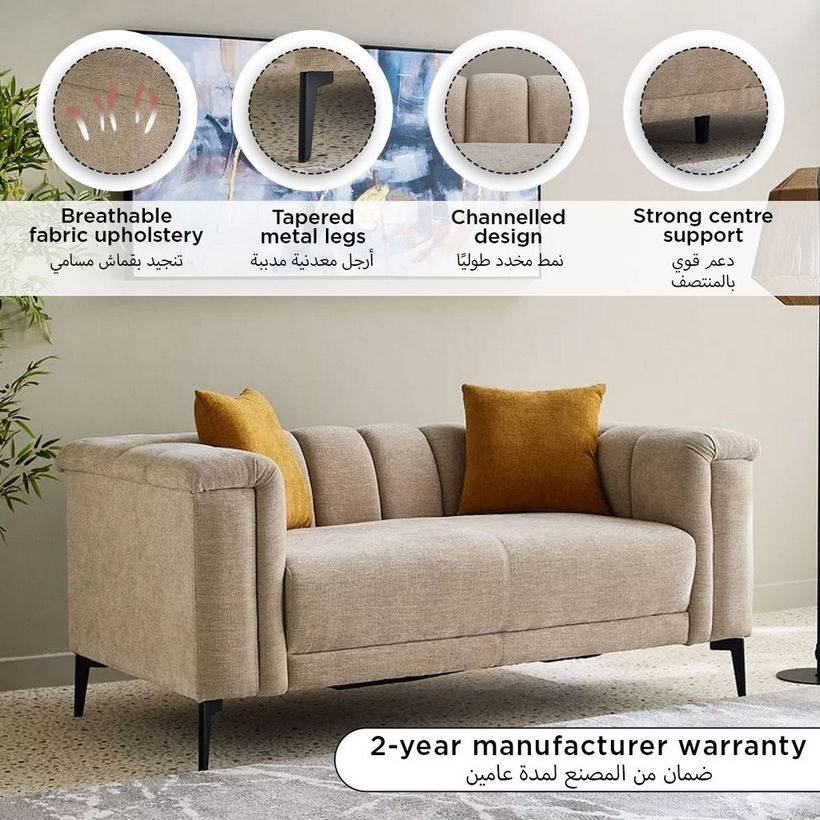Nantes 3-Seater Fabric Sofa with 4 Cushions - Image 13