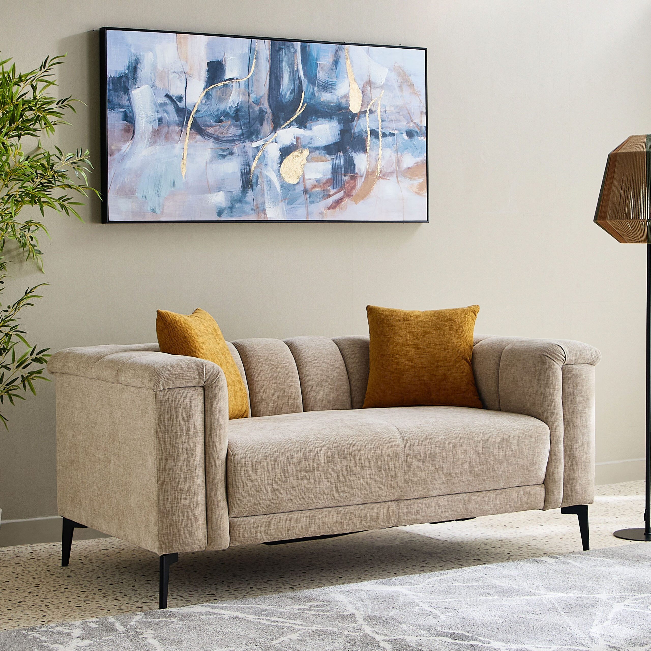 Nantes 2-Seater Fabric Sofa with 2 Cushions