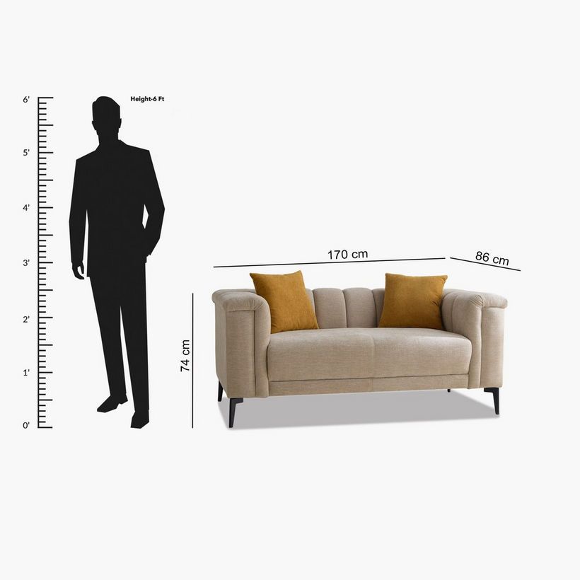 Nantes 2-Seater Fabric Sofa with 2 Cushions - Image 12