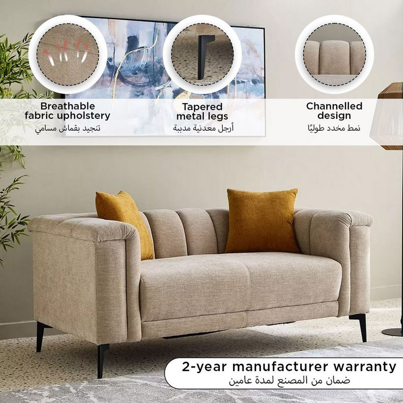 Nantes 2-Seater Fabric Sofa with 2 Cushions - Image 13