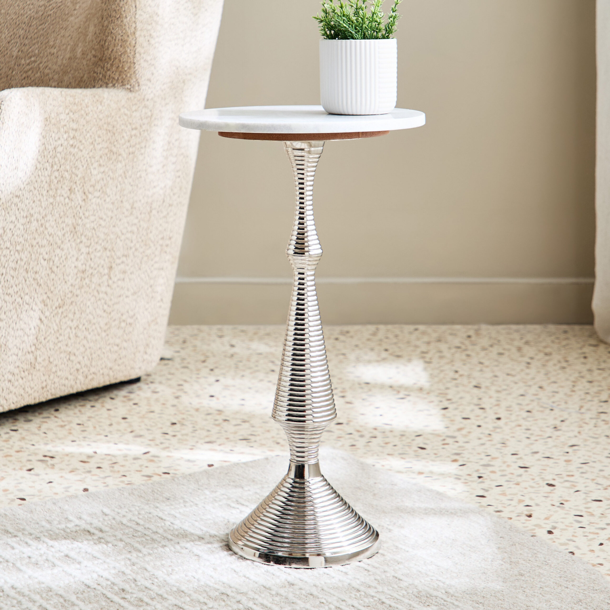Cavon Hana Genuine Marble Top Accent Table