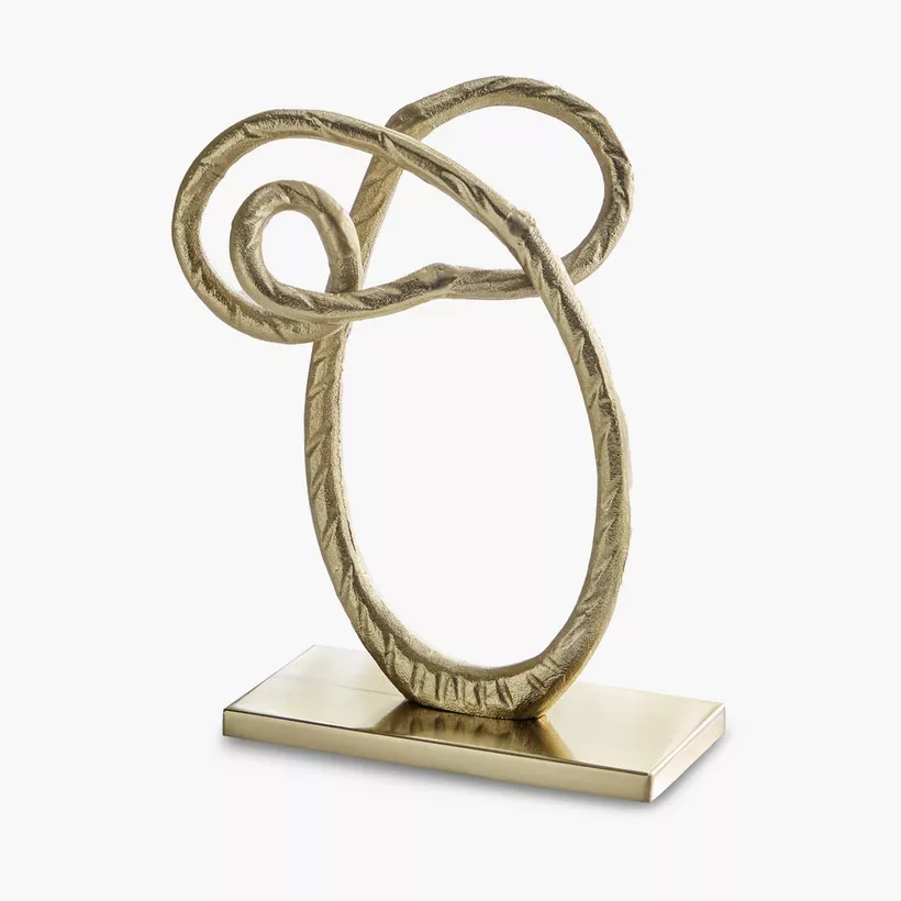 Avya Aluminium Modern Knot Abstract Sculpture with Metal Base - 17x9x27 cm - Image 2