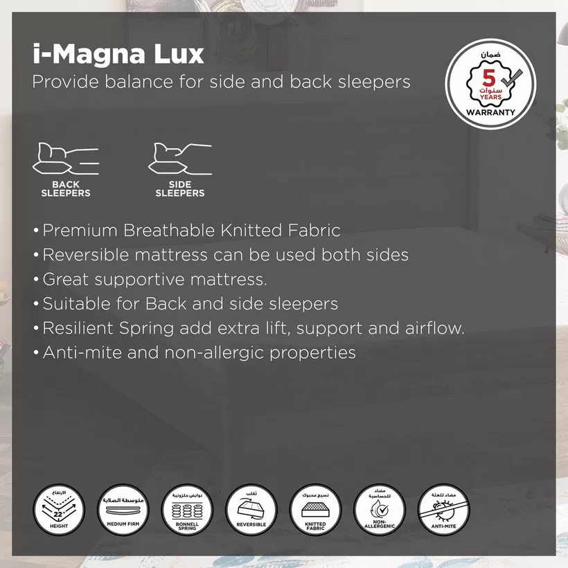 SleepEase iMagna Lux Nxt Knitted Fabric High Resilience Foam Bonnell Spring Mattress - 180x210x22 cm - Image 6