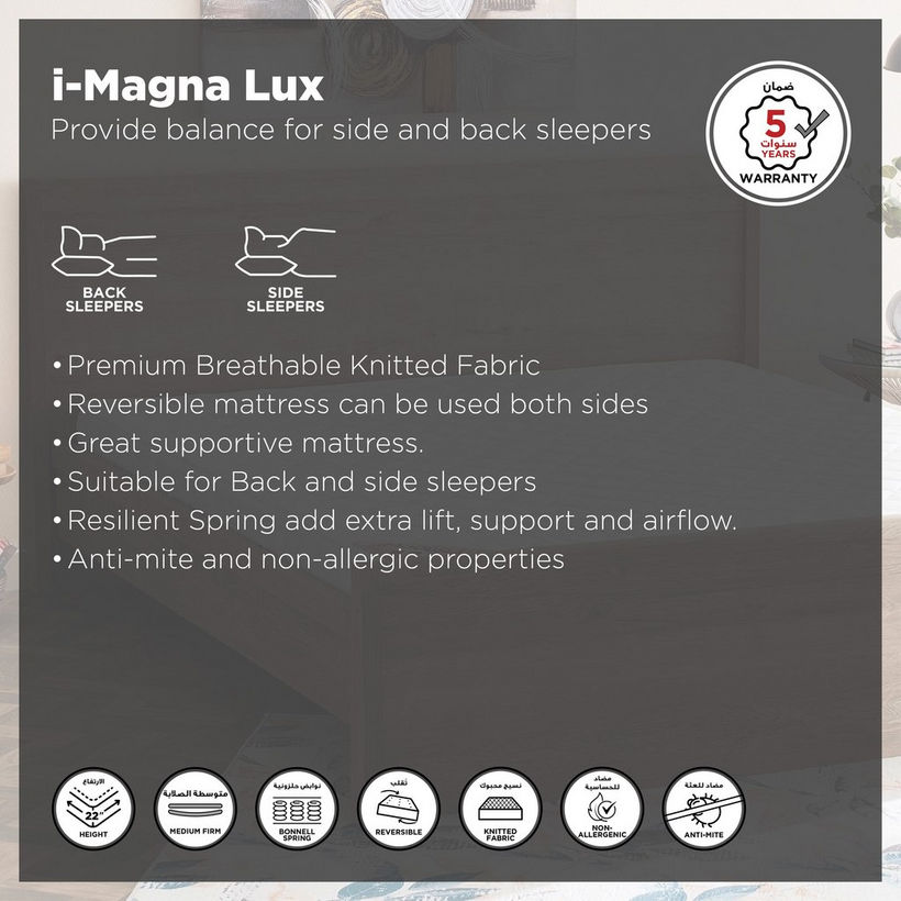 SleepEase iMagna Lux Nxt Knitted Fabric High Resilience Foam Bonnell Spring Mattress - 120x200x22 cm - Image 5