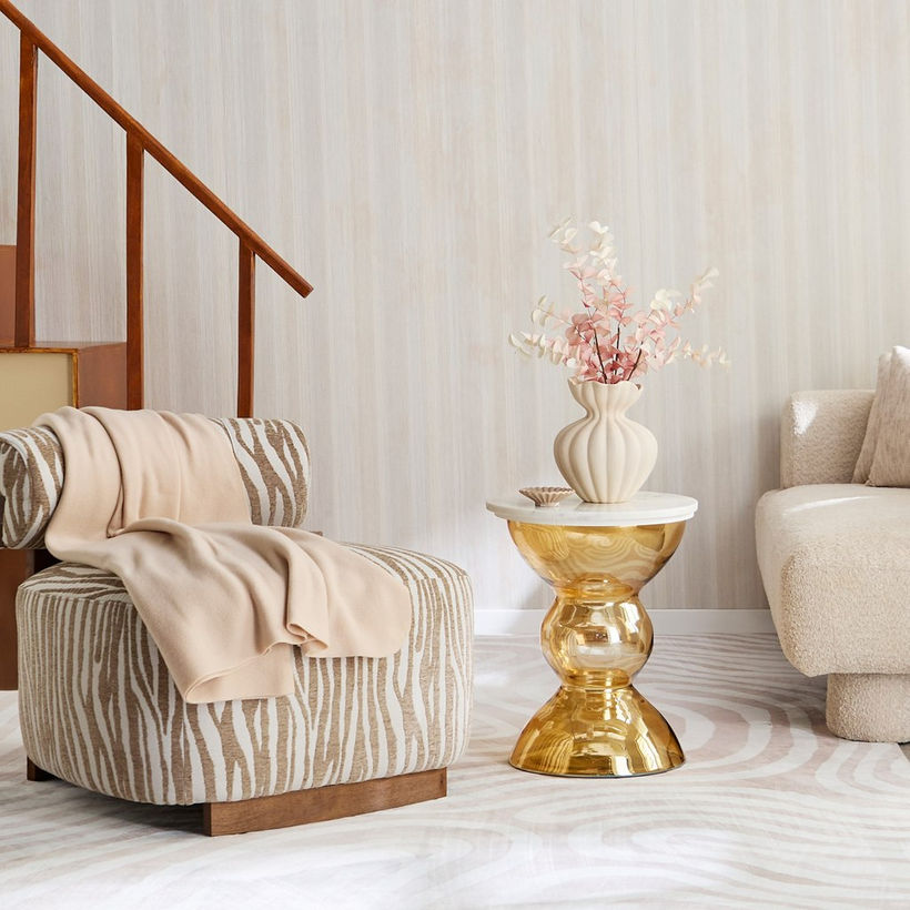 Cavon Arzon Genuine Marble Top Glass Accent Table - Image 6