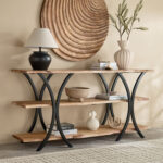 Cavon Rusic Solid Wood 1.6 Meter Console Table and High TV Unit for TVs upto 65 inches