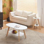Movo Elga Oval Coffee Table with Shelf