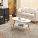 Movo Elga Oval Coffee Table with Shelf