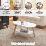 Movo Elga Oval Coffee Table with Shelf