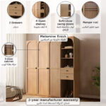 Movo Arcadia 3-Door Wardrobe with 2 Drawers and Storage Unit