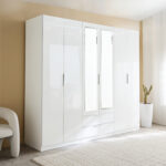 Liberty 6-Door High Gloss Wardrobe with 2 Drawers and Mirror