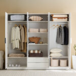 Liberty 6-Door High Gloss Wardrobe with 2 Drawers and Mirror