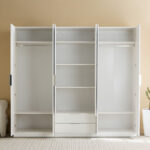Liberty 6-Door High Gloss Wardrobe with 2 Drawers and Mirror