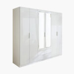 Liberty 6-Door High Gloss Wardrobe with 2 Drawers and Mirror