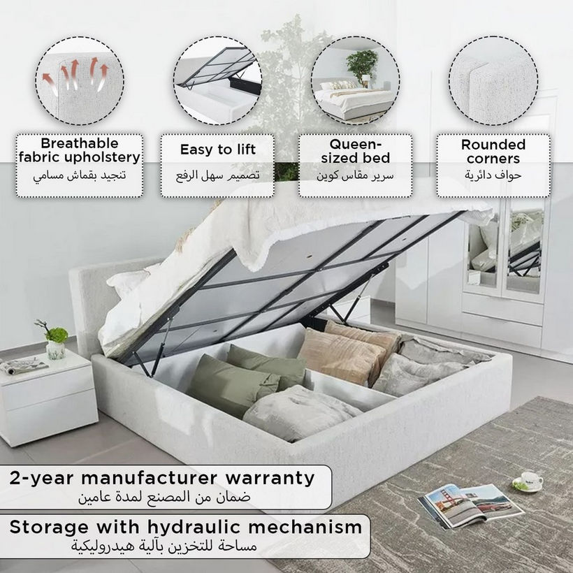 Liberty Upholstered Hydraulic Storage Queen Bed - 160x200 cm - Image 15