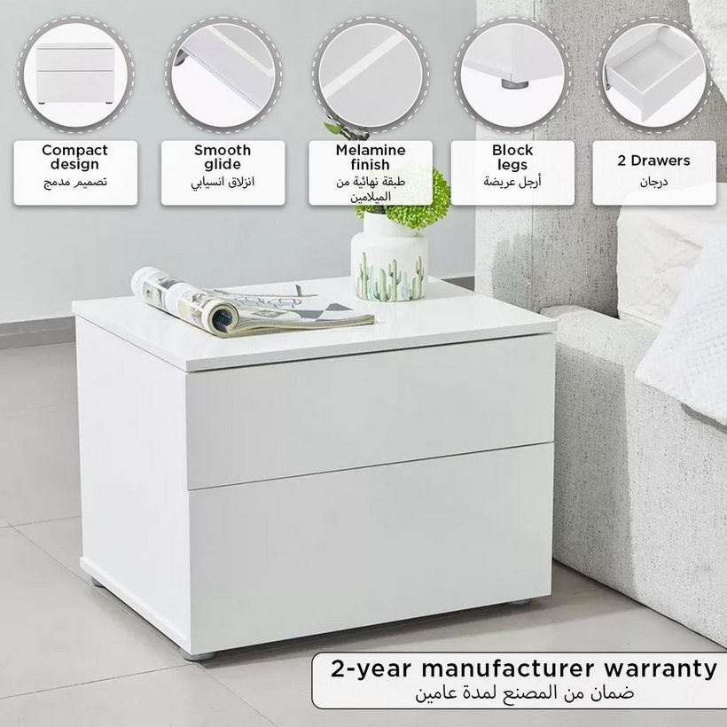 Liberty 2-Drawers High Gloss Nightstand - Image 9