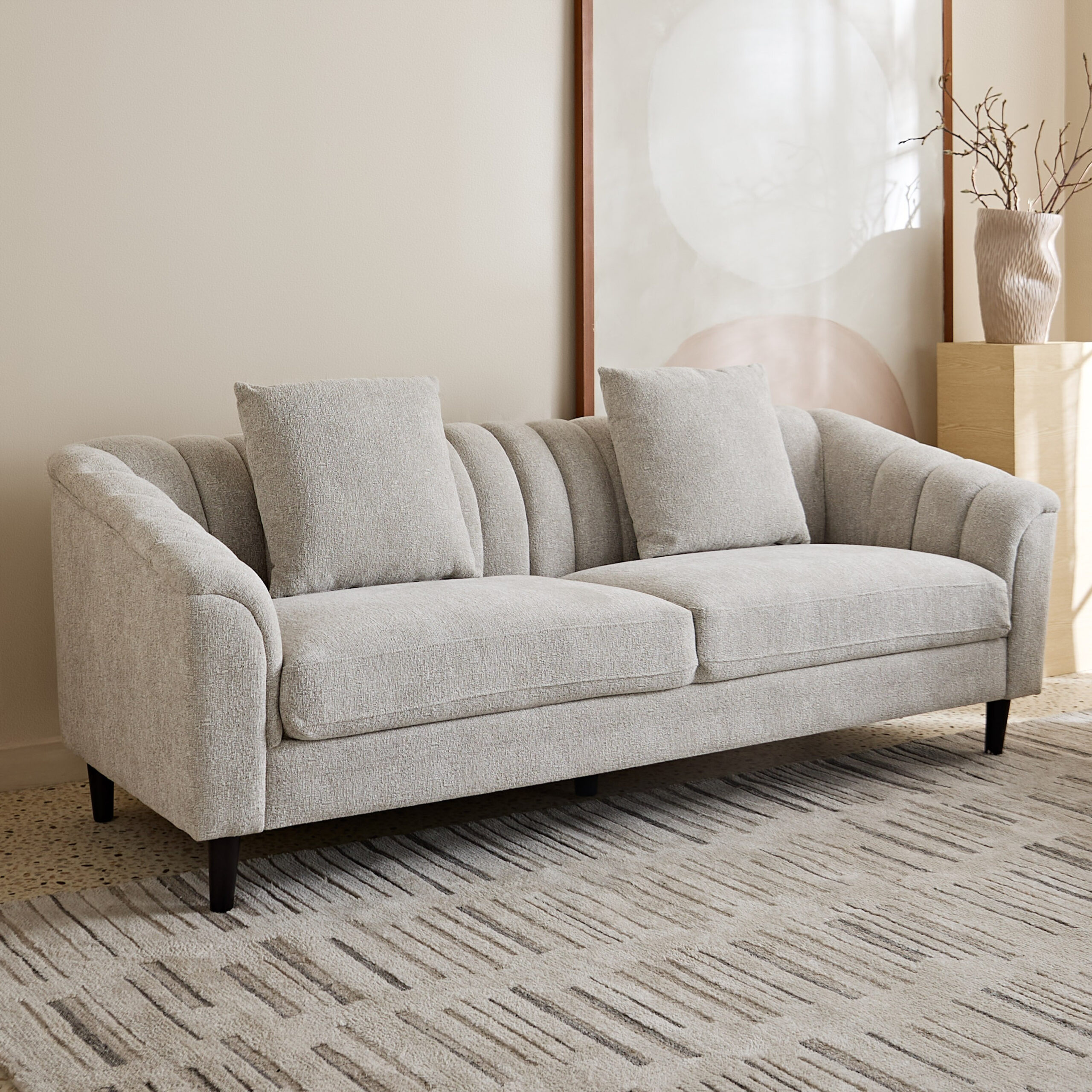 Zeta 3-Seater Fabric Sofa with 2 Cushions