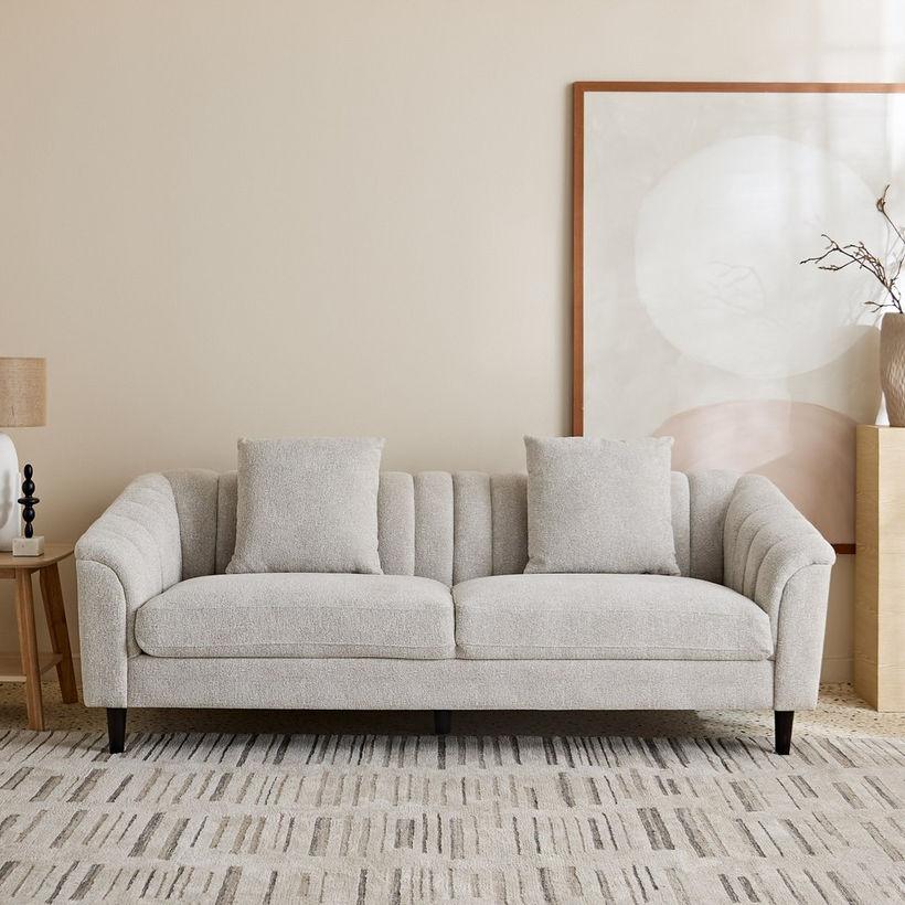 Zeta 3-Seater Fabric Sofa with 2 Cushions - Image 3