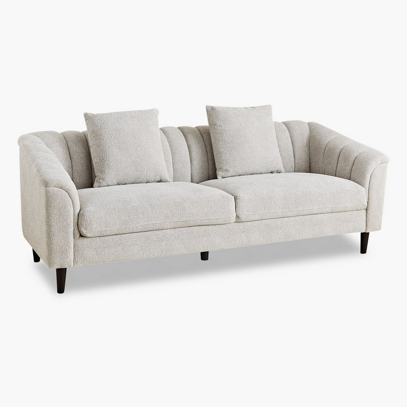 Zeta 3-Seater Fabric Sofa with 2 Cushions - Image 11