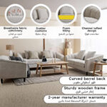 Zeta 2-Seater Fabric Sofa with 2 Cushions