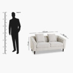 Zeta 2-Seater Fabric Sofa with 2 Cushions