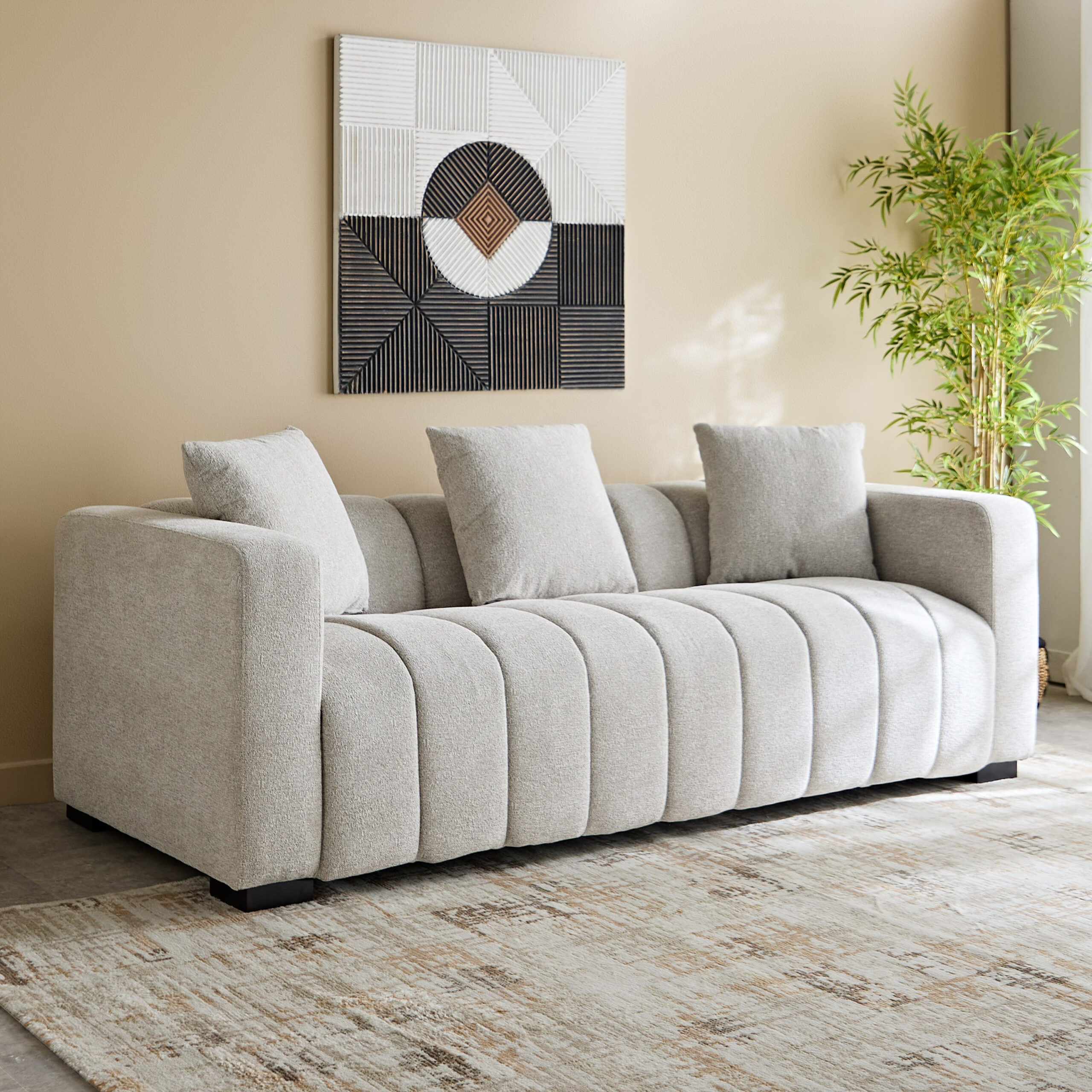 Meadow 3 Seater Fabric Sofa w/ 3 Cushions