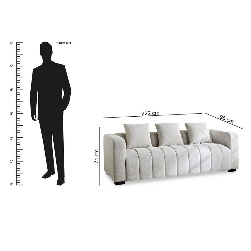 Meadow 3 Seater Fabric Sofa w/ 3 Cushions - Image 12