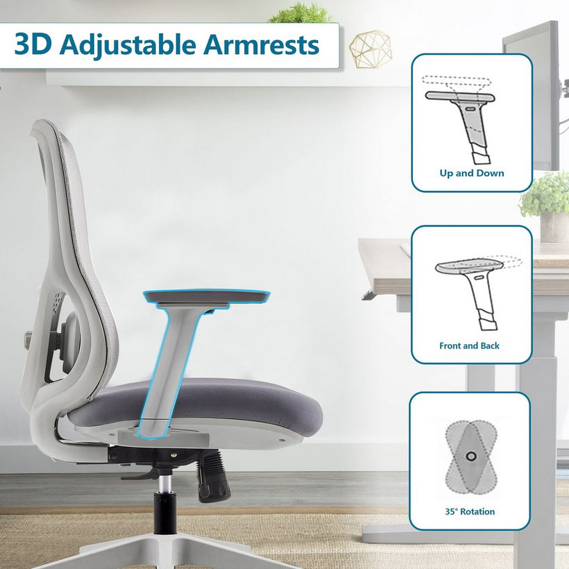 Tesser Office Chair with Sliding Seat and 3D Armrest - Image 6