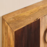 Cavon Fluted Solid Wood 4-Door Sideboard with Rattan
