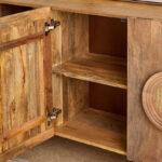 Cavon Fluted Solid Wood 4-Door Sideboard with Rattan