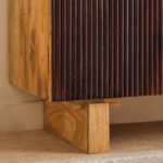 Cavon Fluted Solid Wood 4-Door Sideboard with Rattan