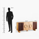 Cavon Fluted Solid Wood 4-Door Sideboard with Rattan