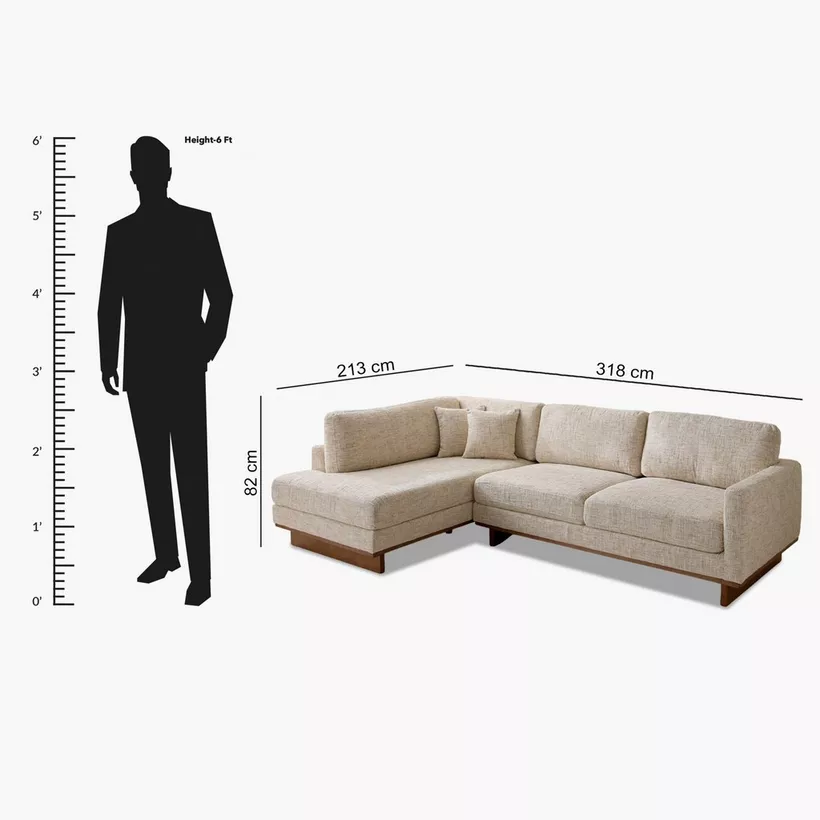 Monza 5- Seater Fabric Left Corner Sofa with 2 Cushions - Image 2
