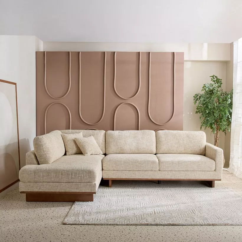 Monza 5- Seater Fabric Left Corner Sofa with 2 Cushions - Image 3