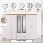 Hampton NXT 6-Door Wardrobe with 2-Drawers and Mirror