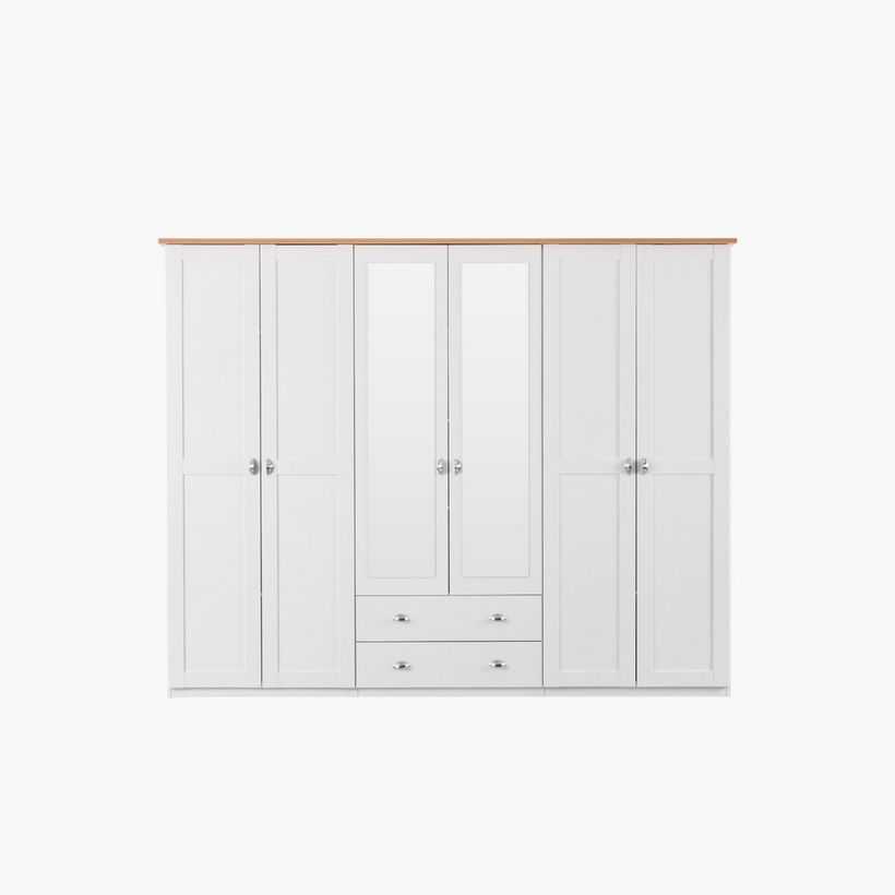 Hampton NXT 6-Door Wardrobe with 2-Drawers and Mirror - Image 3
