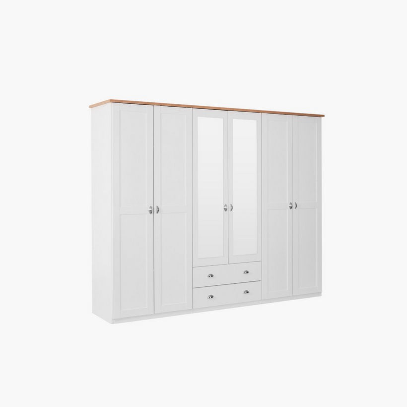 Hampton NXT 6-Door Wardrobe with 2-Drawers and Mirror - Image 4