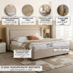 Liberty Aura Smart LED Queen Upholstered Bed - 160x200 cm