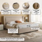 Liberty Aura Smart LED King Upholstered Bed - 180x200 cm