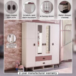 Maybelle 4-Door Wardrobe with 2 Drawers and 2 Mirrors