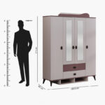 Maybelle 4-Door Wardrobe with 2 Drawers and 2 Mirrors