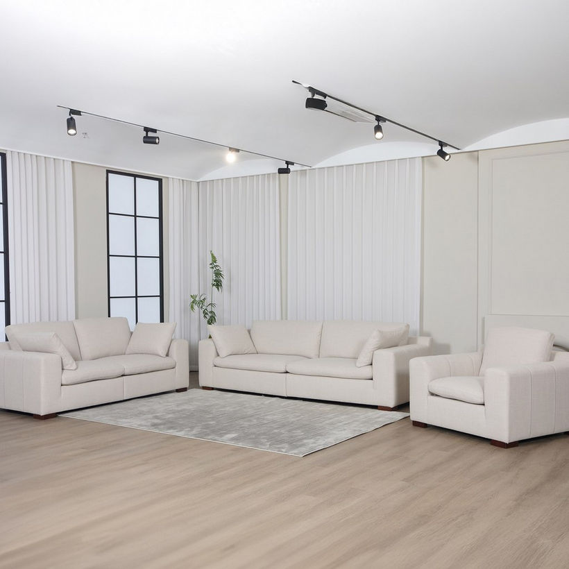 Victoria 3-Seater Fabric Sofa with 2 Arm Pillows - Image 9