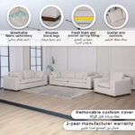 Victoria 3-Seater Fabric Sofa with 2 Arm Pillows